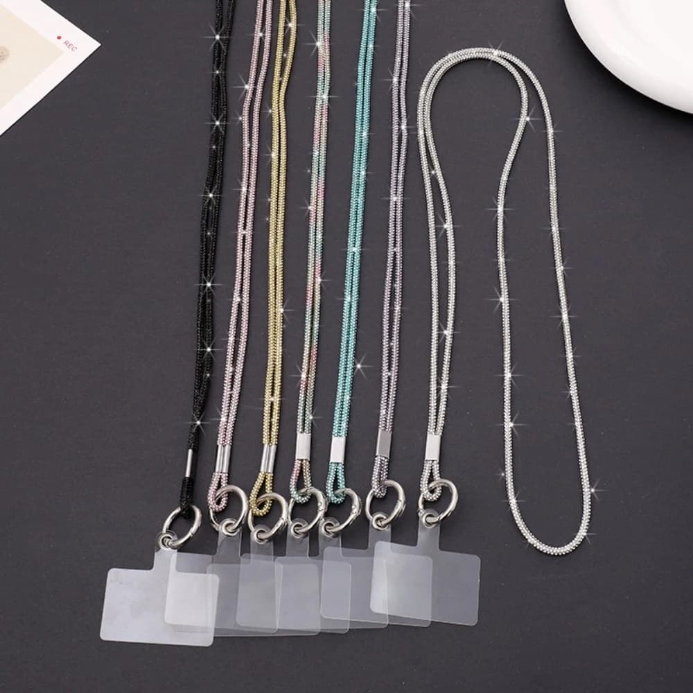 Cordão Para Celular Smartphone Universal Strass Brilhoso Luxo Longo Pescoço Ombro