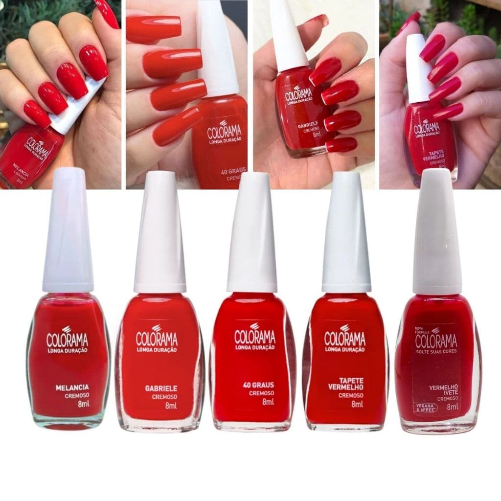 Kit 5 Esmaltes Colorama Vermelhos Intensos e Marcantes