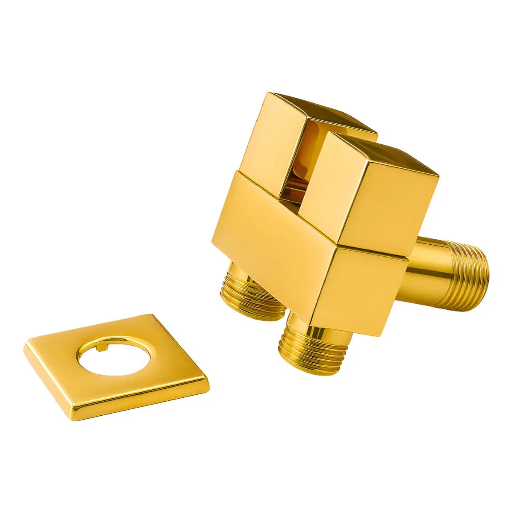 Registro Duplo Quadrado Dourado Para Duchas Higienicas