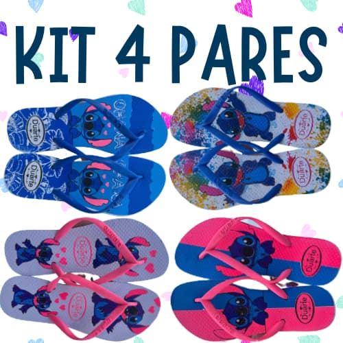 Kit 4 Pares de Chinelo Feminino Sandalia Stitch Leve Macio Mais Vendido 2025