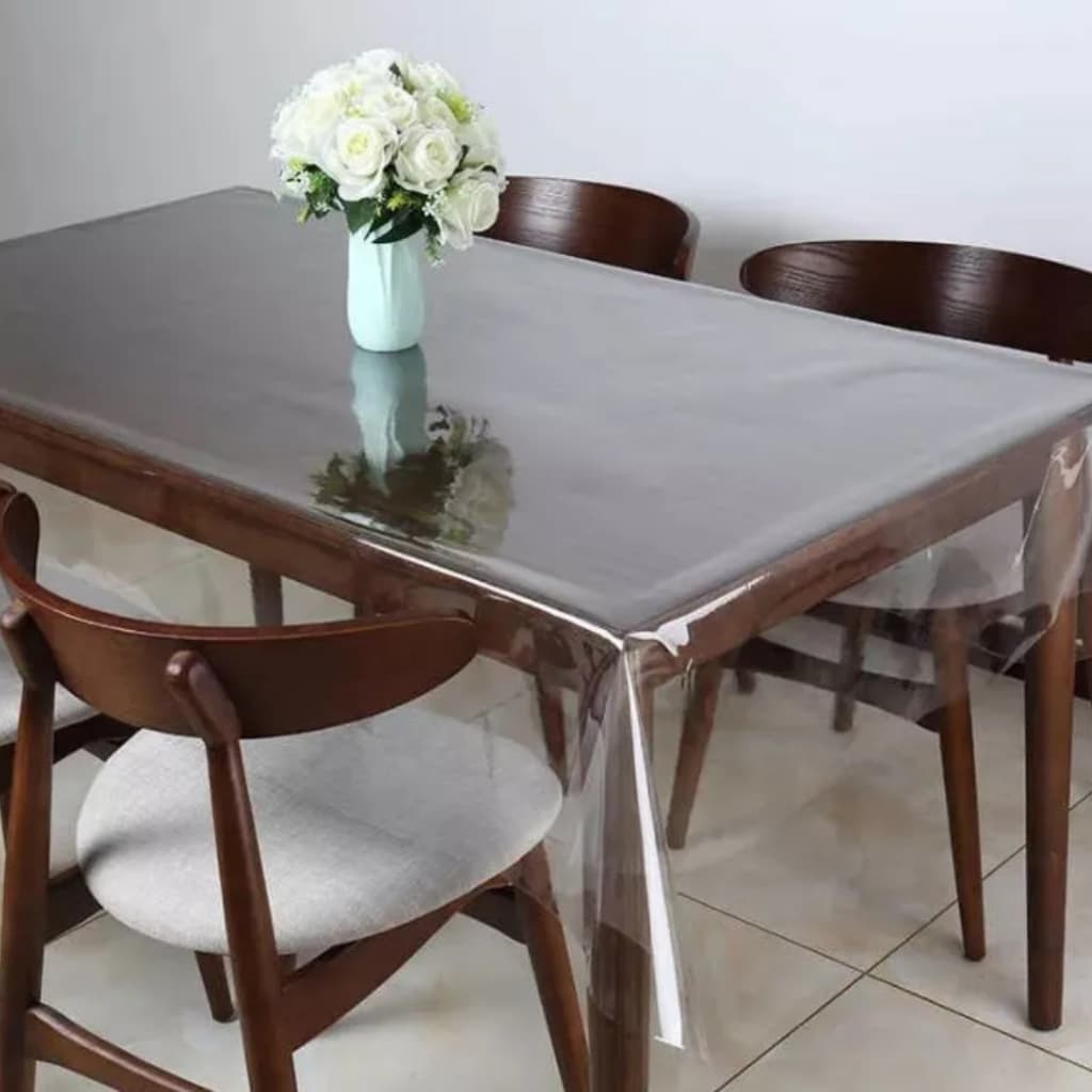 Toalha Mesa Impermeável Pvc Transparente 015mm 2/4/6/8 Lugares Metragem