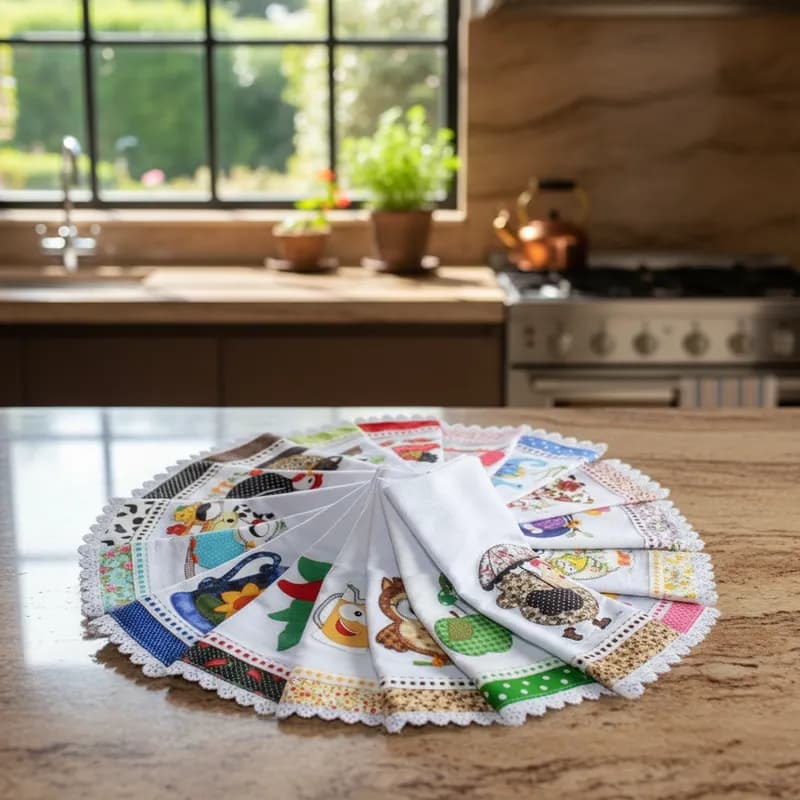 Kit 20 Pano De Prato Bordados Patchwork Ultra Sônico