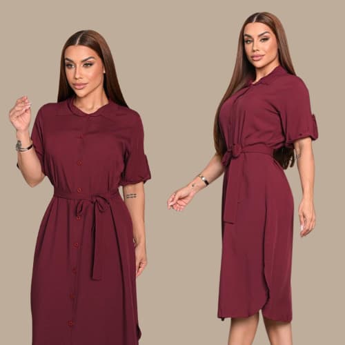 Chamise Feminino em Tecido Viscolinho com Cinto Faixa Elegante Moda Casual