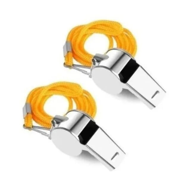 Apito Metal Para Esportes Com Cordão Duas Unidades