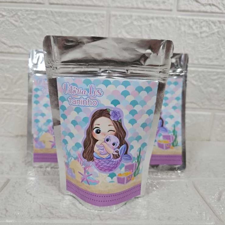 Saquinho Metalizado  Sereia Cut / Lembrancinha de festa Sereia Cut /Personalizados Sereia Cut / Sereia