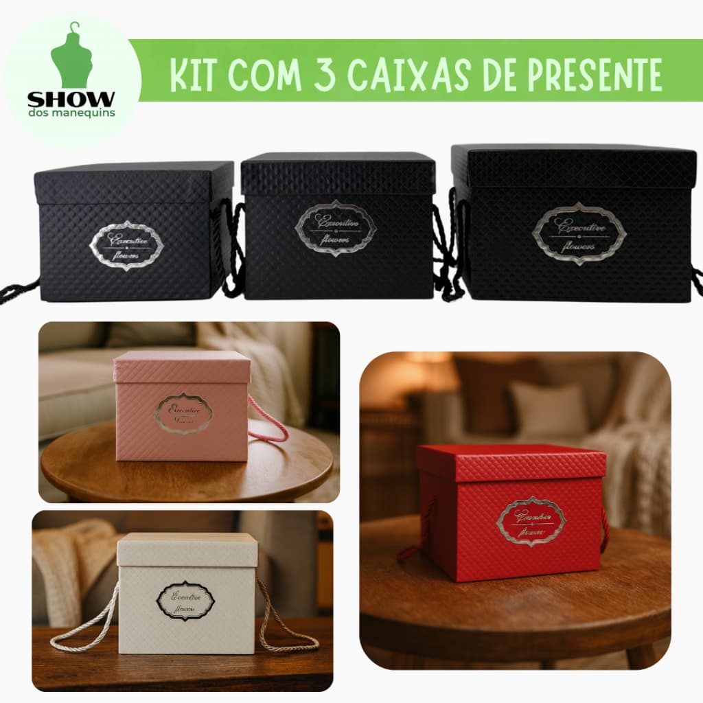 Kit 3 Caixas Luxo para Presente – Design Moderno e Resistente