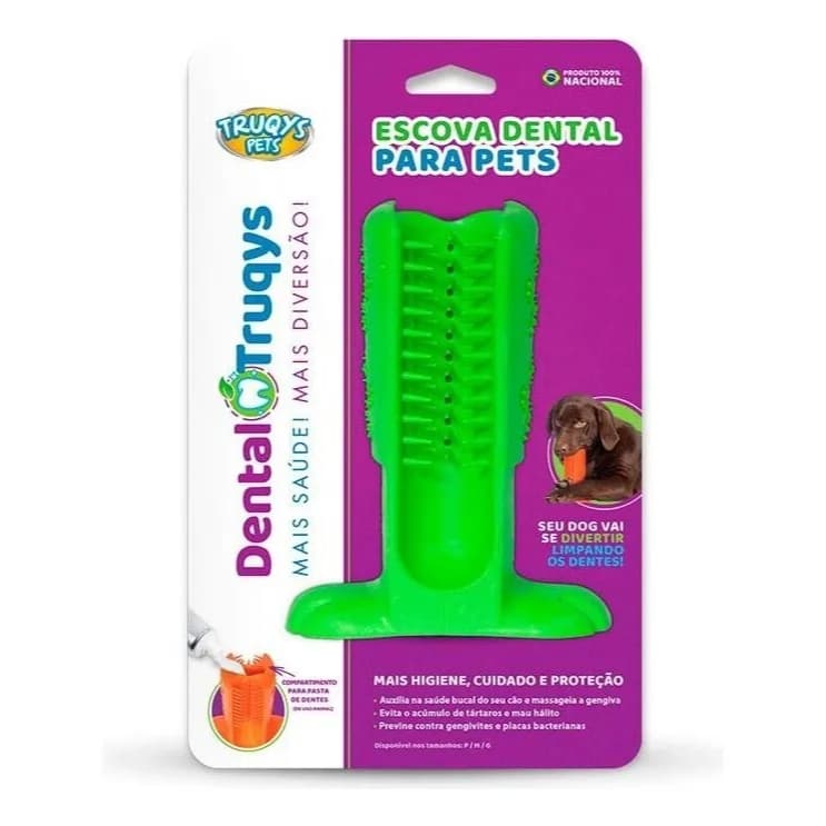Mordedor E Escova Dental Truqys Tam. M Cachorro Verde Limão Cor Verde-limão