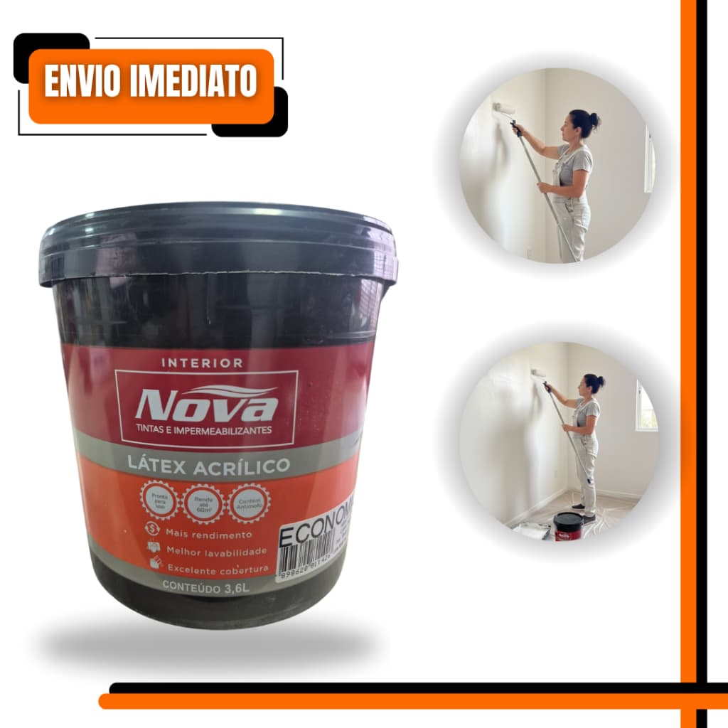 Tinta Látex Econômica Nova Tintas 3,6L – Branco Fosco para Uso Interno