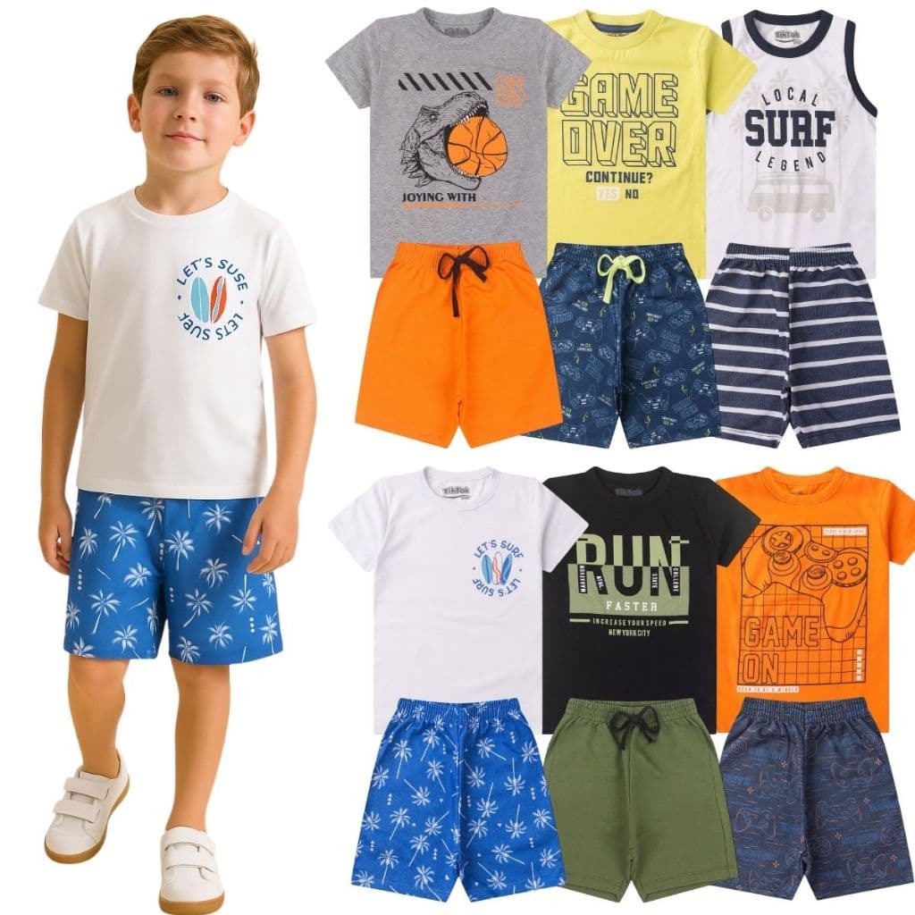 Kit Sortido 10 Peças de Roupas Infantil Masculino Bebe