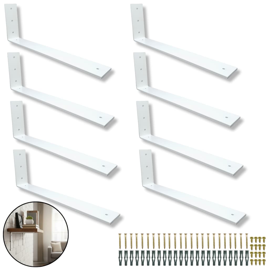 8 Suportes De Prateleira 40cm Aço Reforçado Mão Francesa De Parede Cantoneira Design Moderno