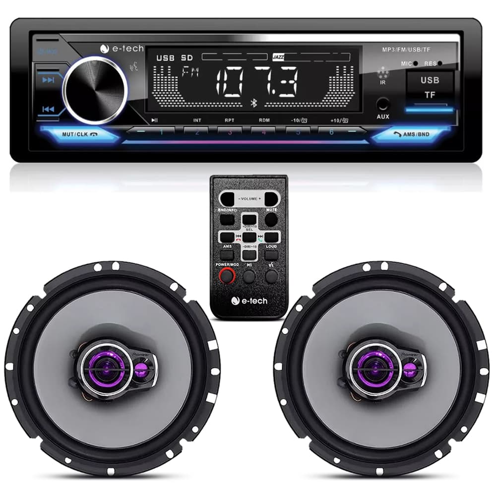 Aparelho de Som Mp3 Bluetooth Radio Fm Usb Rca + 02 Alto Falante Pioneer 6 pol Ts1760br