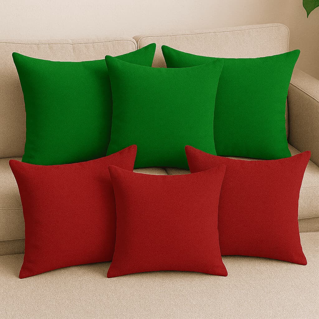 Capas de Almofadas Natal Oxford 45x45 | Kit 6 Unid 🎄 Vermelho e Verde | Decore Sua Sala no Natal