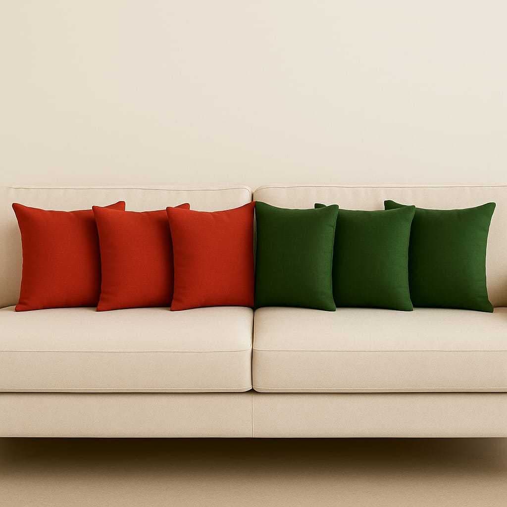 Kit 6 Capas de Almofadas Natalinas Oxford – 3 Vermelhas + 3 Verdes