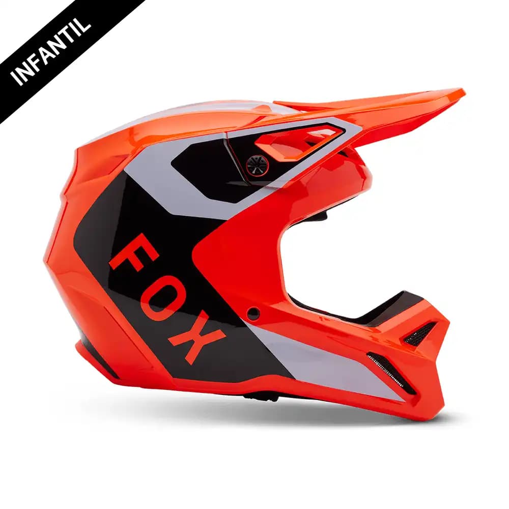 Capacete Motocross Original Fox Racing Infantil V1 Lean Laranja