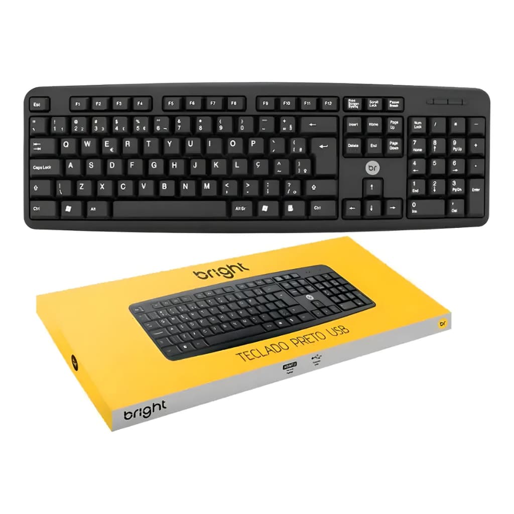 TECLADO USB COM FIO COMPUTADOR NOTEBOOK BRIGHT