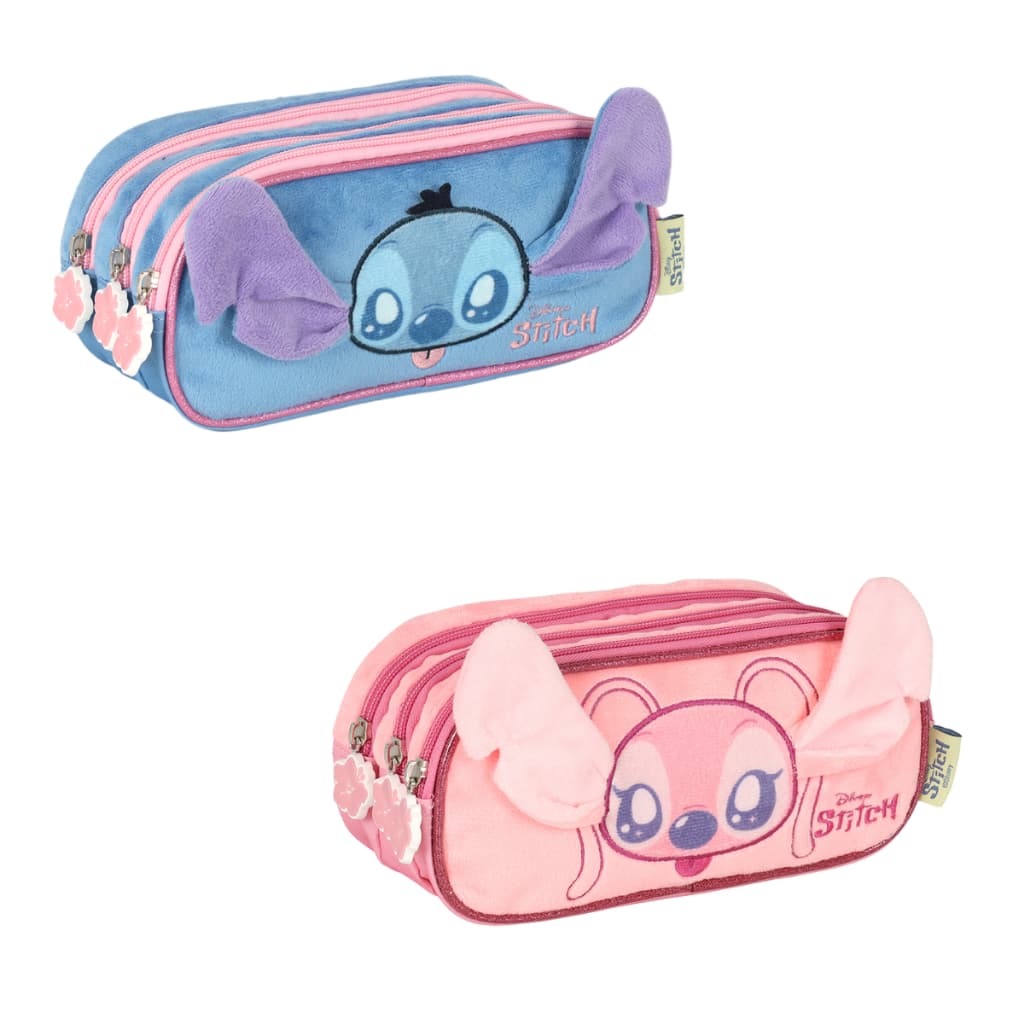 Estojo Escolar Triplo Stitch Angel Orelhinha 3d Plush Disney