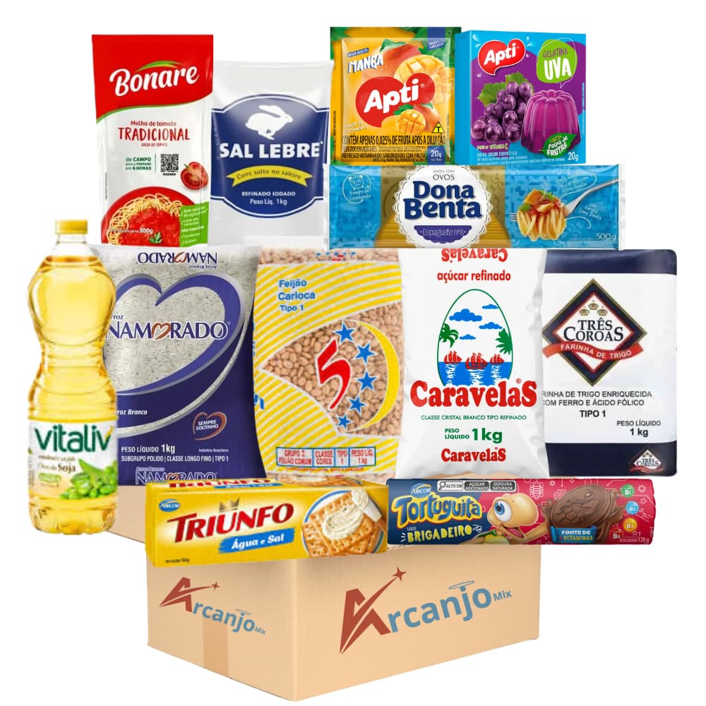 Cesta Básica Doação De Alimentos 12 itens Empresa Funcionário Completa