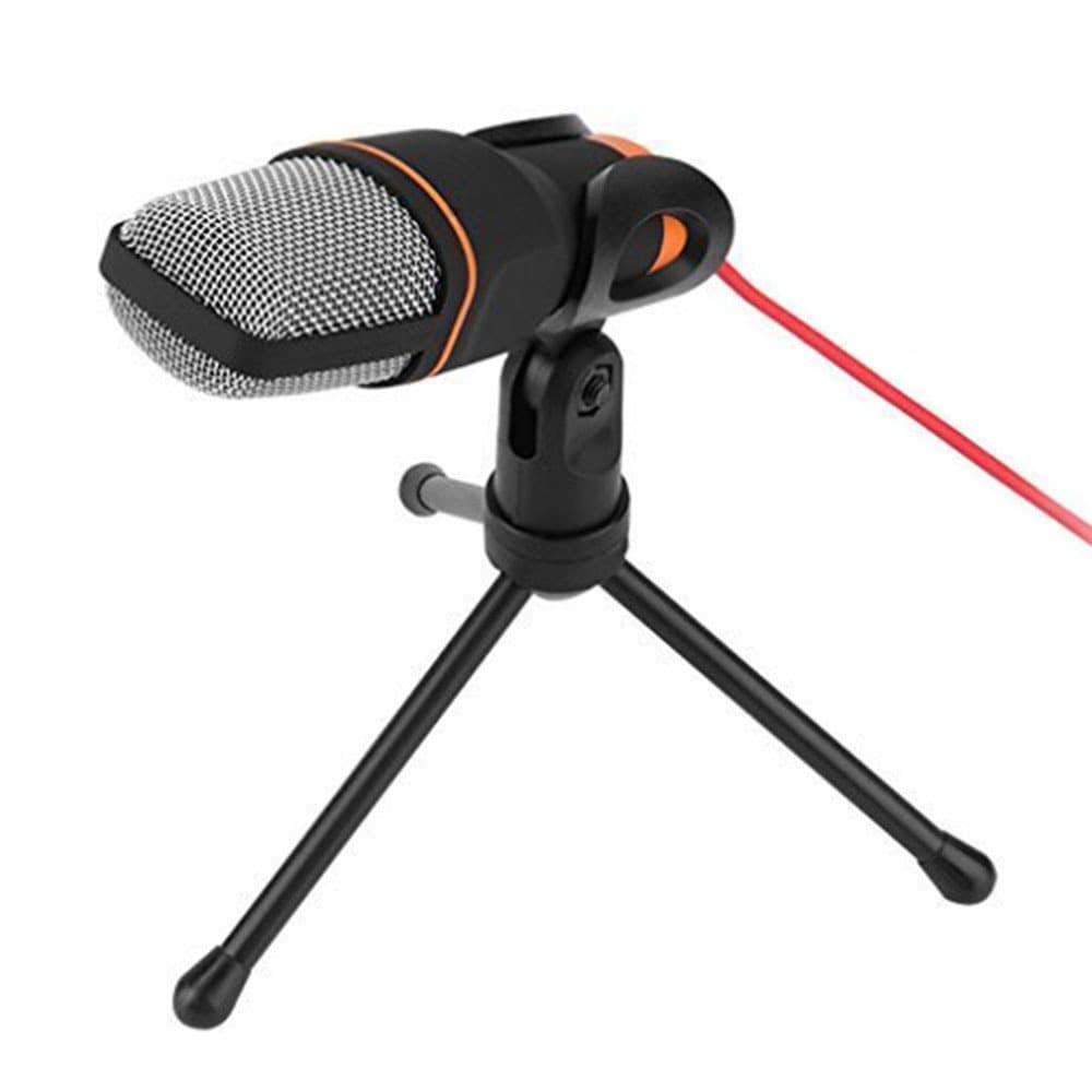 Microfone Condensador Com Tripé De Mesa Para Computador Preto
