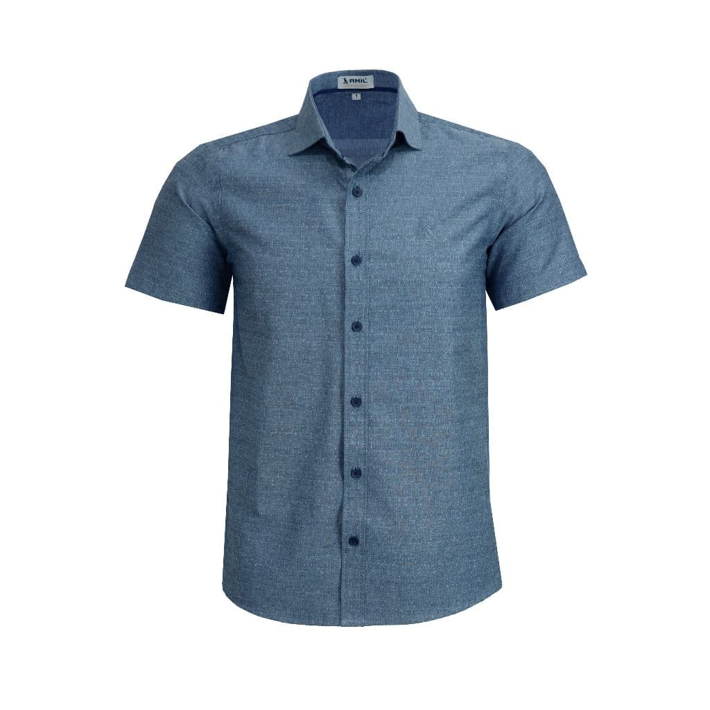 Camisa Social Amil Manga Curto Comfort Passa Fácil Sem Bolso 1897