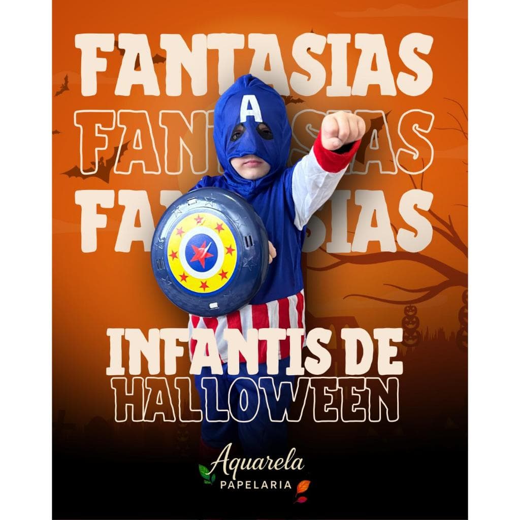 FANTASIA CAPITÃO AMÉRICA CALÇA E BLUSA HALLOWEEN DIA DAS BRUXAS HERPOIS FANTASIA