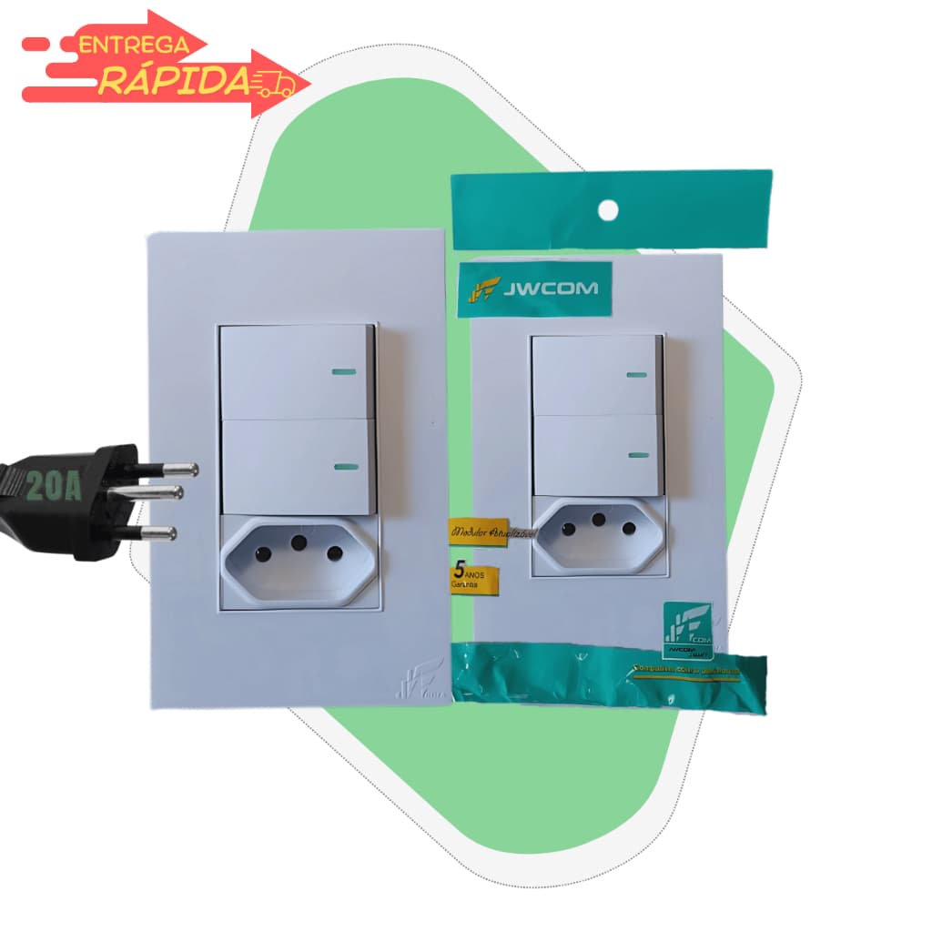 Tomada com Interruptor Duplo Tomada 20a Tecla Simples Luxo Completa