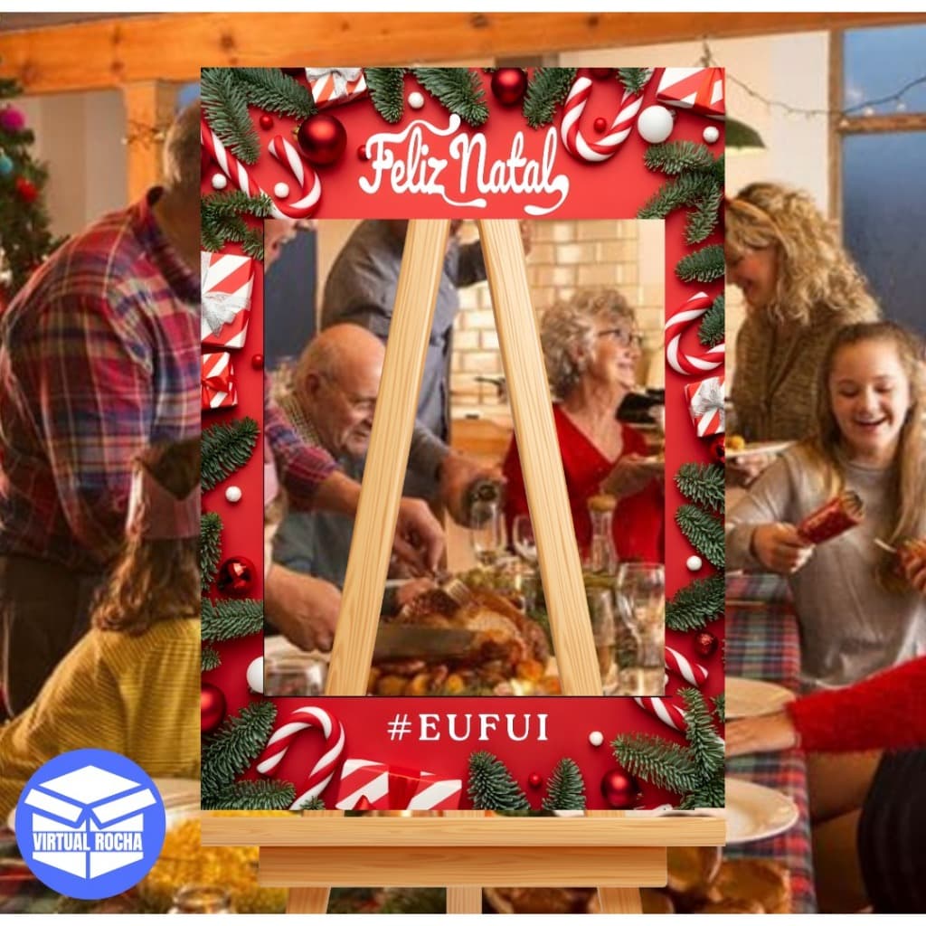 Moldura Vazada Natalina para Foto Personalizada de Festa e Casamento Placa Decorativa de Natal