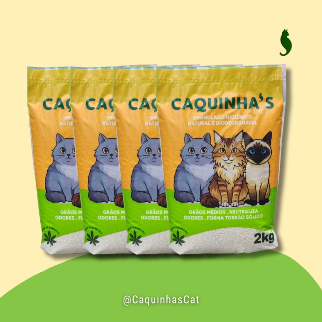 AREIA DE MANDIOCA 8/10/12KG PARA GATOS BIODEGRADÁVEL CAQUINHA'S GRÃOS MÉDIOS AREIA HIGIÊNICA PARA GATOS CAQUINHAS CAT