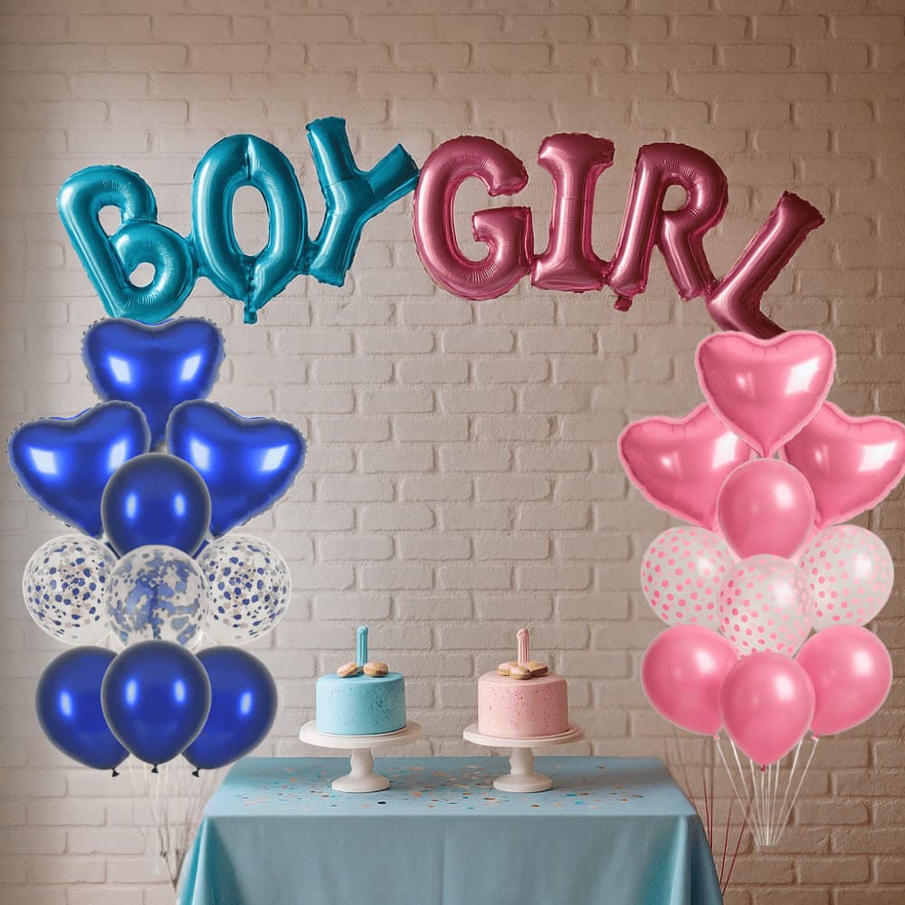 Kit Chá Revelação Decoração Balões Boy  Girl e Buque Balões Festa