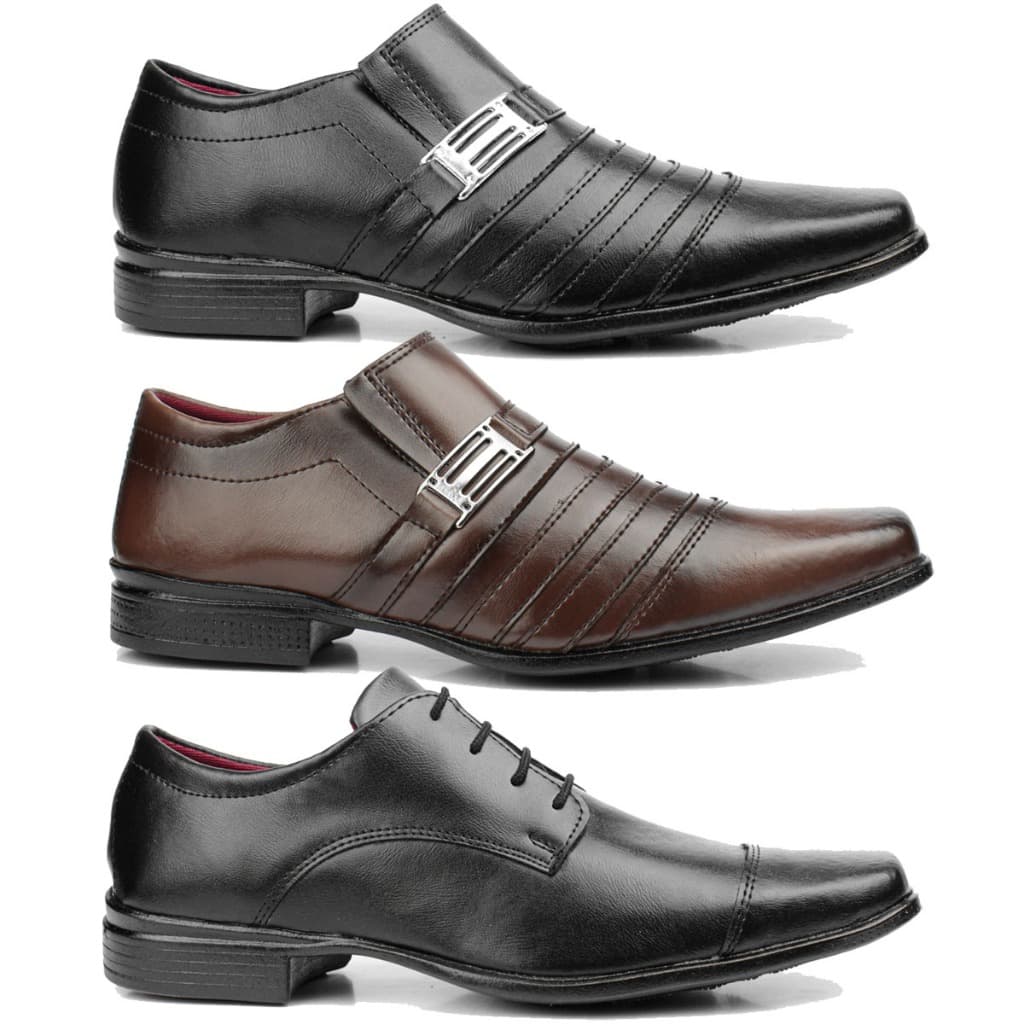 kit 3 sapatos social Pizzolev otima qualidade