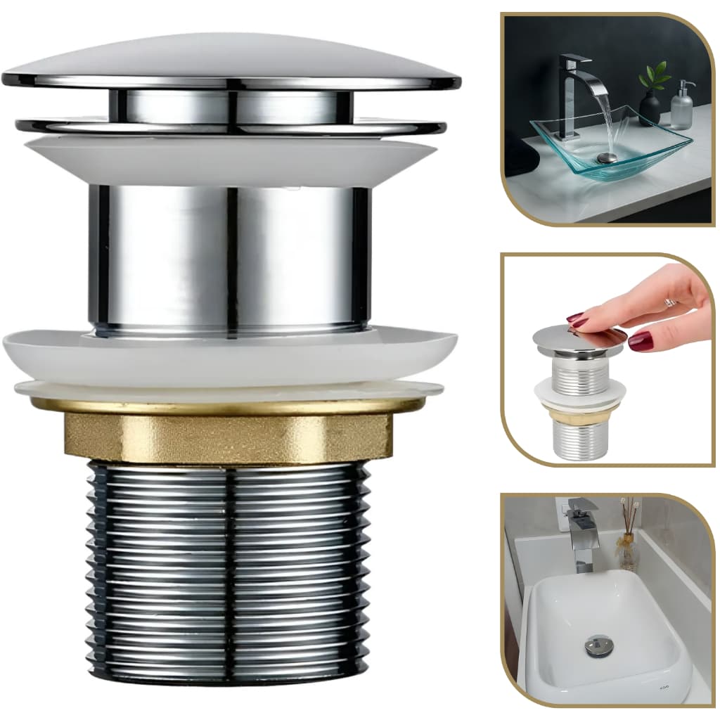 Válvula Click Ralo Inox 1.1/4 Banheiro Pias E Cubas Padova Prateado Cromado