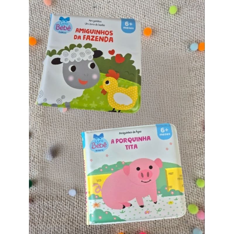 Kit Livros de Banho – Amiguinhos da Fazenda + Porquinha Tita | Livros Infantis Educativos e Coloridos | 6m+