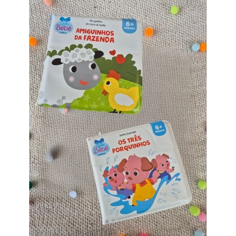 Kit Livros de Banho – Amiguinhos da Fazenda + Os Três Porquinhos | Clássico Infantil Releitura | 6m+