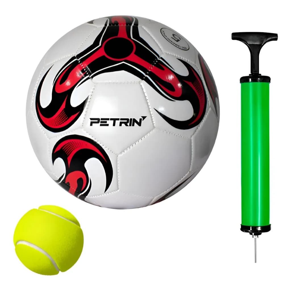 Bola Campo Petrin Com Bomba E Bicos + Bola Tênis Extra Cores Aleatórias presente infantil