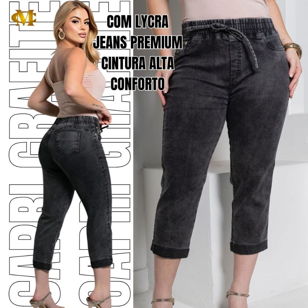 Capri Jeans Feminina Com Lycra Cintura Alta Premium Alta Qualidade