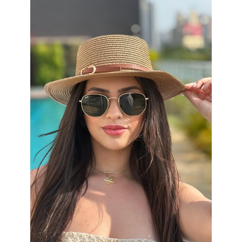 Chapéu De Praia Piscina Feminino Paris Palha Flexível Elegante