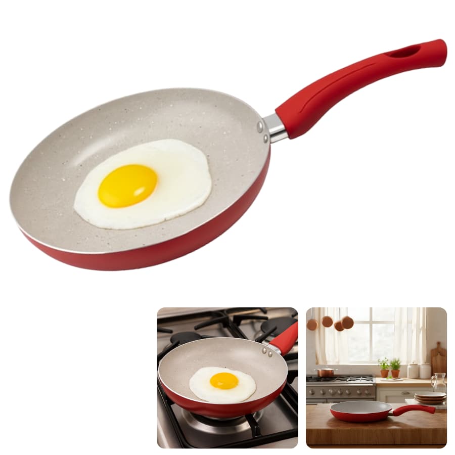 Frigideira Linha Premium 20cm Antiaderente Revestimento Cerâmica Cabo Não Esquenta Fogão Cooktop