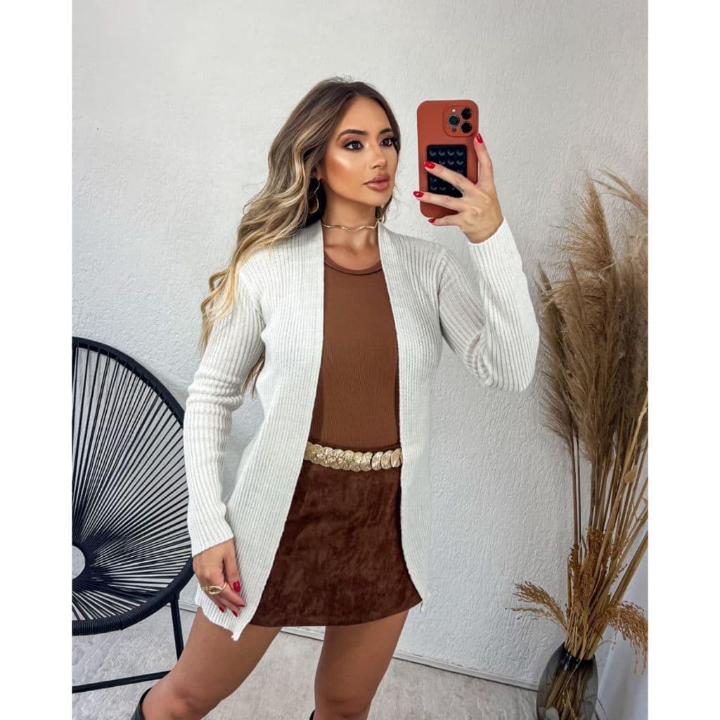 Casaco Kimono Tricot Feminino Canelado Elegante Inverno Polo Sul Malhas Veste 36 ao 44