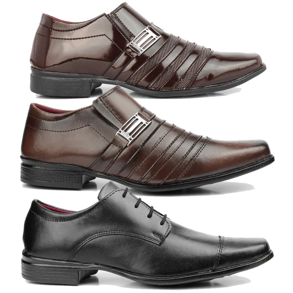sapato social masculino pizzolev kit 3 pares