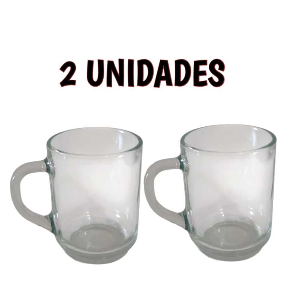 Jogo de 2 Xícara/Caneca de Vidro Transparente Café Chá Capuccino 225ml kit Chicaras e Canecas Grande café com leite Copo