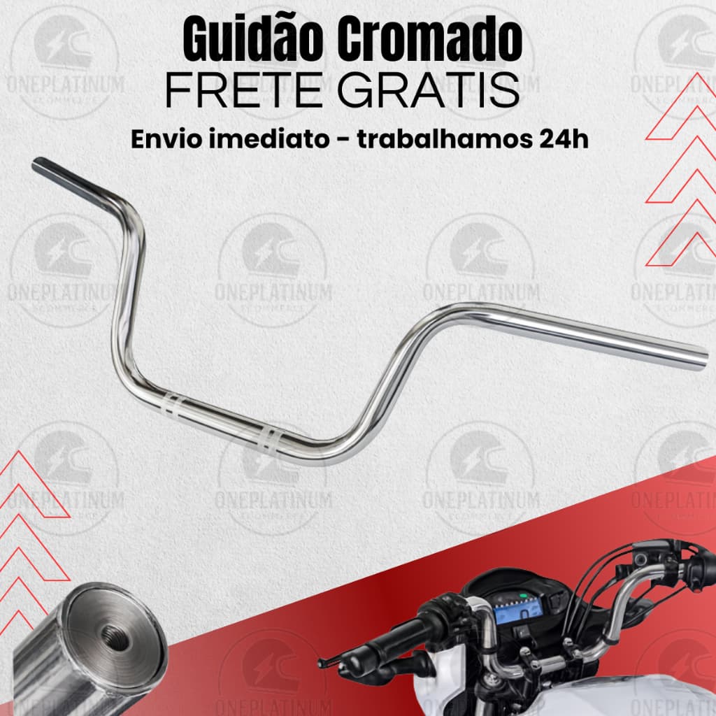 Guidão Cromado Modelo Original Moto Titan Fan CG Cargo Start 125/150/160 Com Rosca Para Pesinho