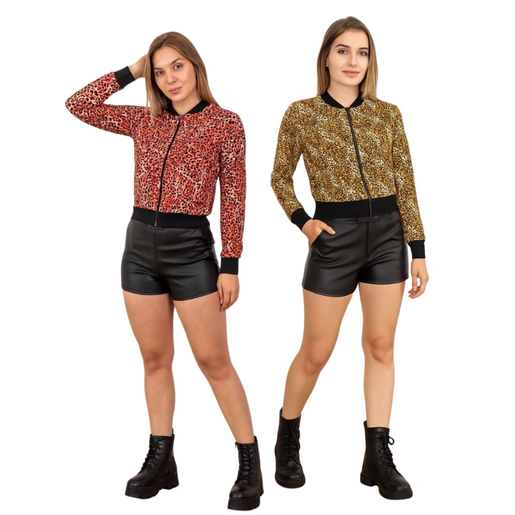 Kit 2 Jaquetas Bomber Feminina Estampada de Onça Leve e Casual Direto da Fábrica 2025
