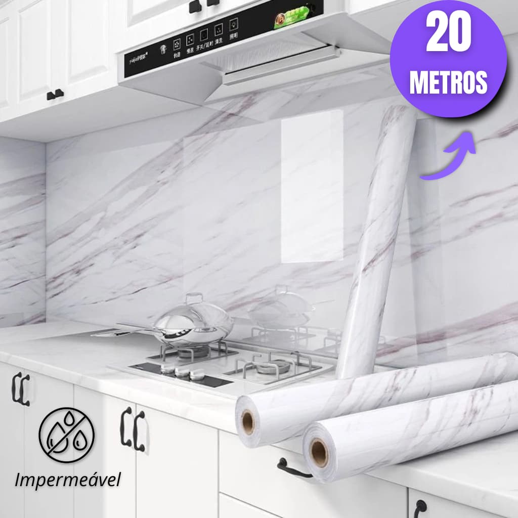 Papel de Parede Marmore Branco 10/15/20m  Lavável Antimofo Sala Impermeável Realista Quarto Cozinha