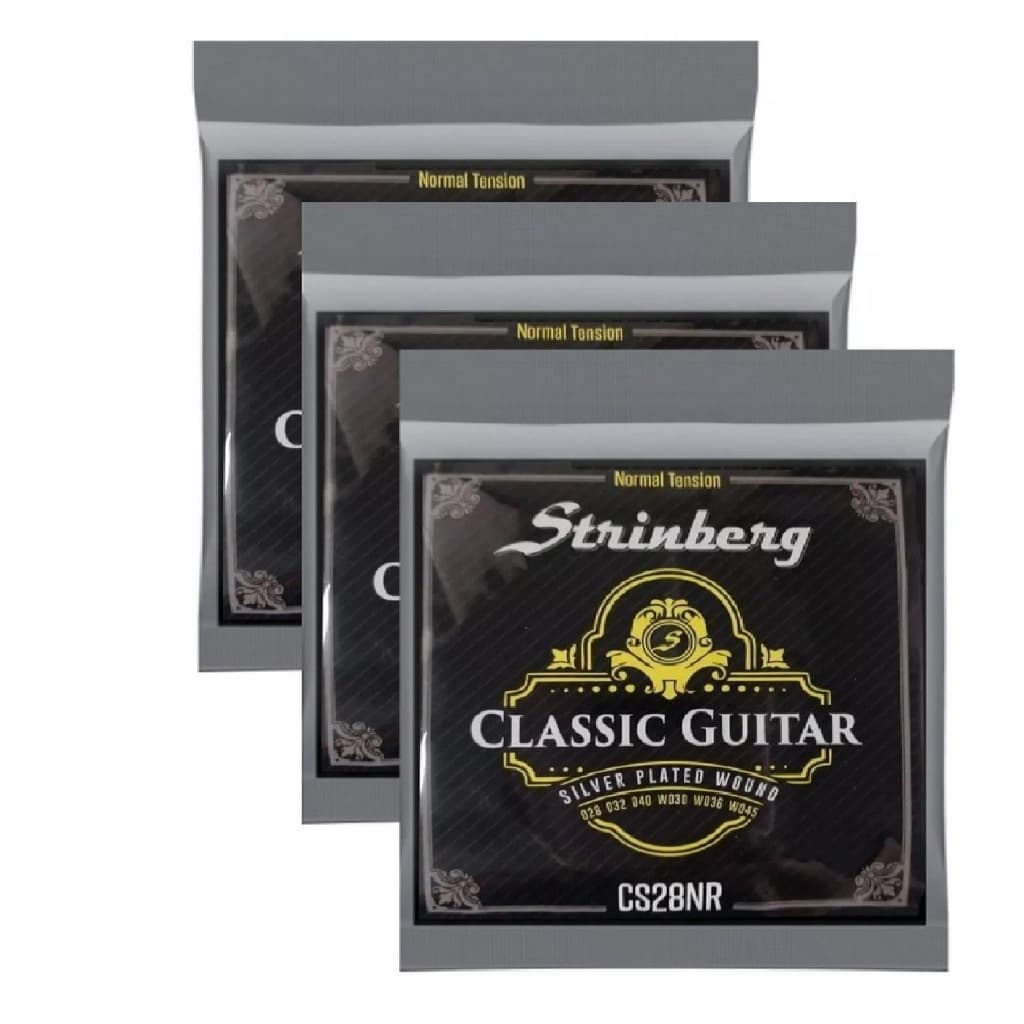 Kit 3 Encordoamentos Cordas de Nylon para Violão - Strinberg CS28NR Tensão Normal