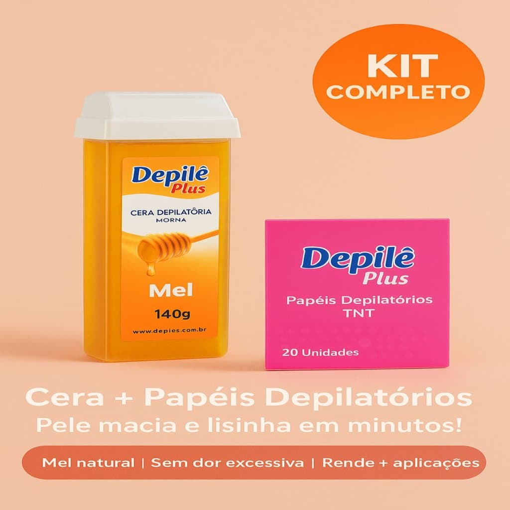 Kit 1 Roll-on Hidrossolúveis + Papel Depilatório TNT 20 unidades para Depilação Depile Plus