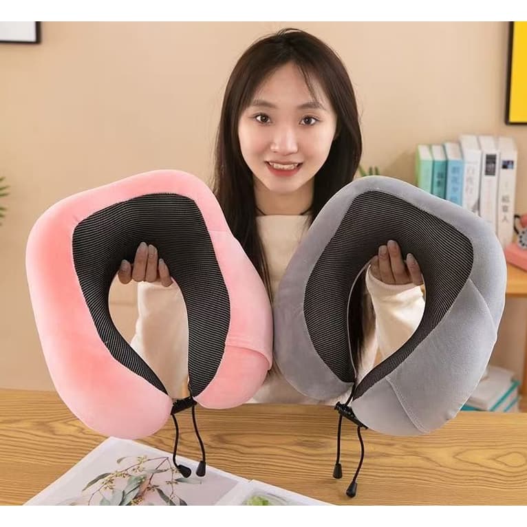 Almofada de Pescoço Ergonômica com Espuma Viscoelástica – Travesseiro de Viagem