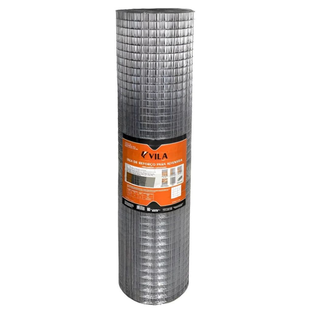 Tela Cerca Soldada p/ Cachorro Gato Aves Alvenaria 1x20 metros Vão 2,5x2,5cm fio 1,24mm