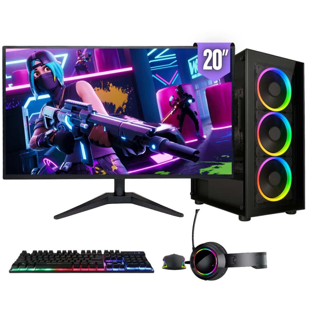 PC Gamer Completo BluePC FORCE, Ryzen 5, Radeon RX, 16GB, SSD 512GB, 500W, Monitor 20" - PGBP-FOR108