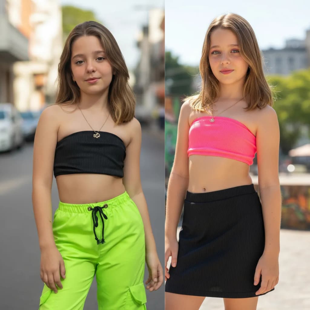 Kit C/2 Top Faixa Juvenil E Infantil Cropped Blusinha Menina Tomara Que caia Sem Alça
