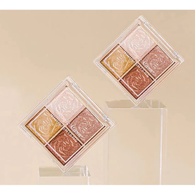4 Cores Sombra de Alto Brilho Rose Blush Contorno Brilhante Fácil de Colorir