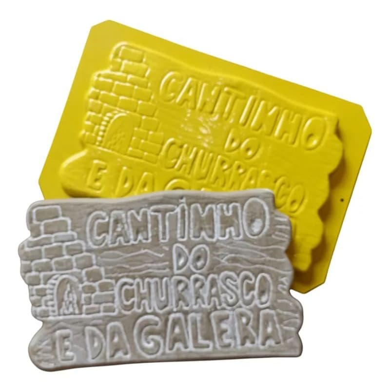 Molde Cantinho do Churrasco Alegria Forma ABS Retangular 44x27cm Gesso Decoração Artesanato